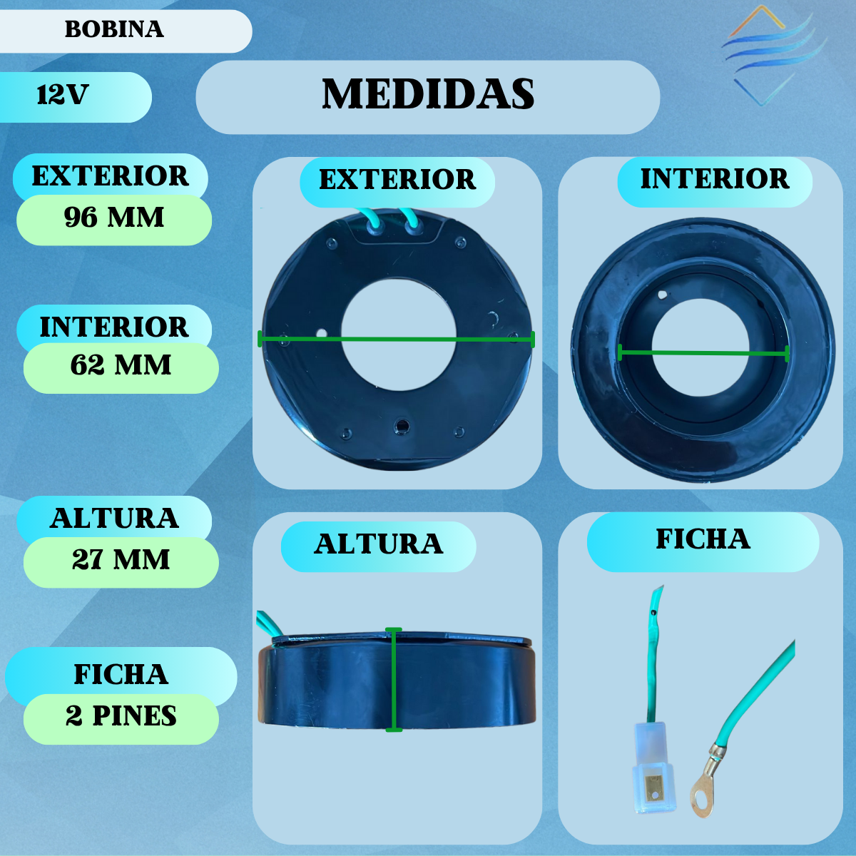 BOBINA ND 12V 96x62x27 mm - Imagen 2