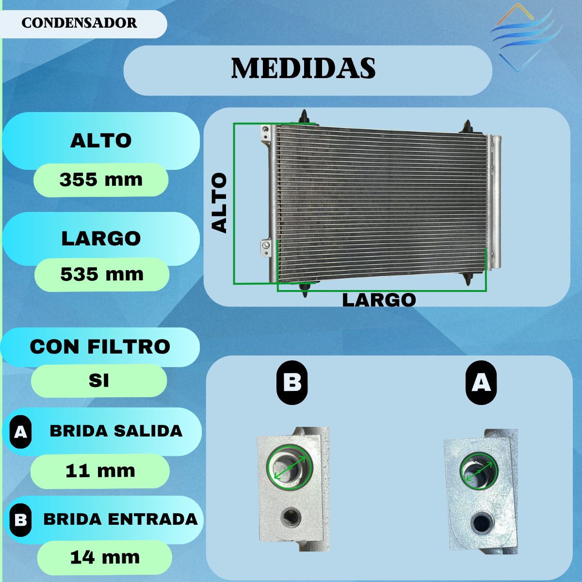 Condensador Aire Acond Peugeot 308 408 307 - Imagen 3