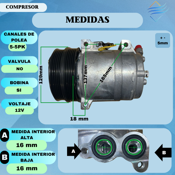 Compresor Aire Acondicionado Ford Kuga Doble Polea Dkw17b - Imagen 3