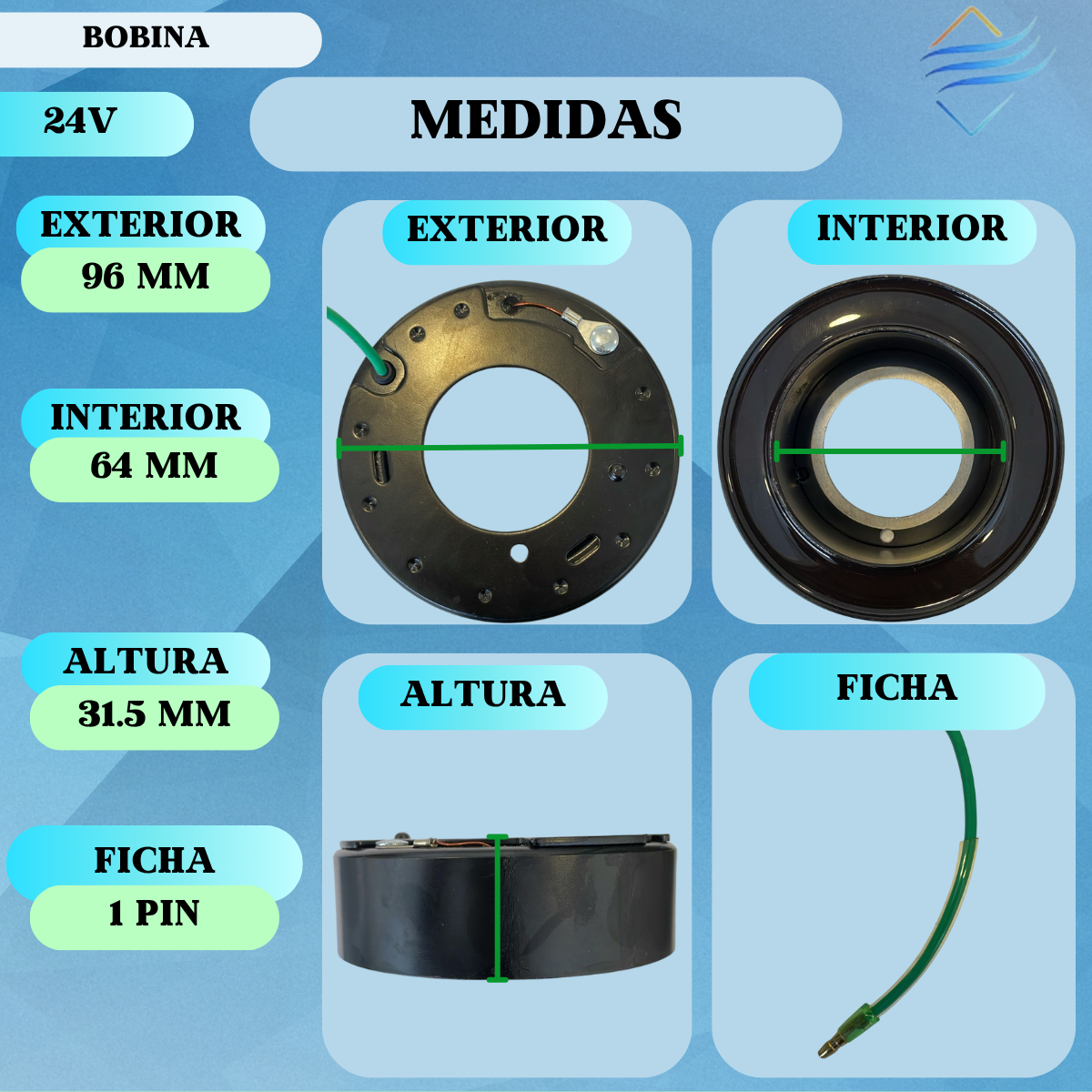 BOBINA SD7 24V 96x64x31,5 mm - Imagen 2