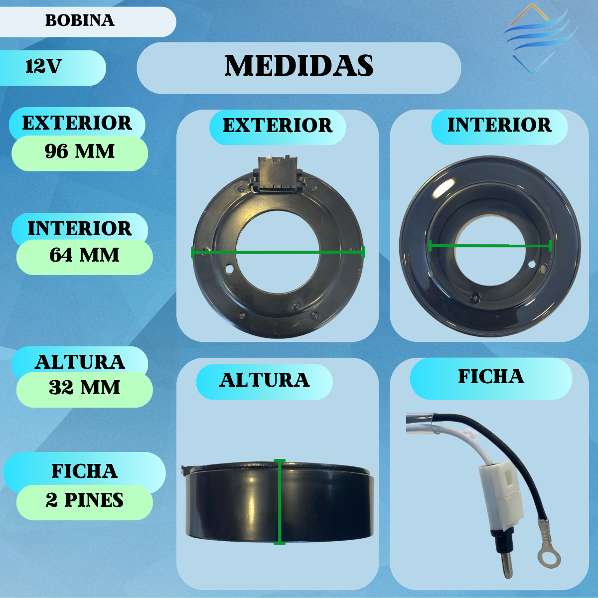 BOBINA AIRE ACONDICIONADO RENAULT KANGOO/EXPRESS 1.6L 16V DOHC L4 K4M730 - Imagen 2