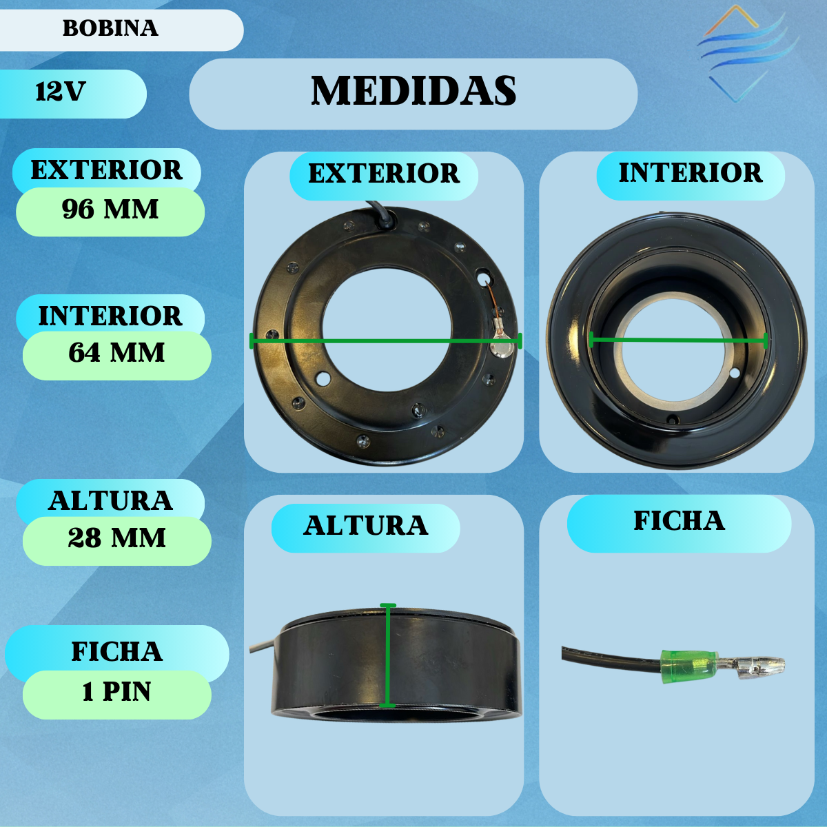 BOBINA SD5 12V 96x64x28 mm - Imagen 2