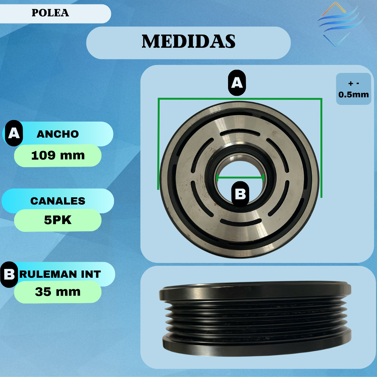 POLEA CON RUL. MAHLE CHEV CORSA CLASSIC/ VECTRA - Imagen 2