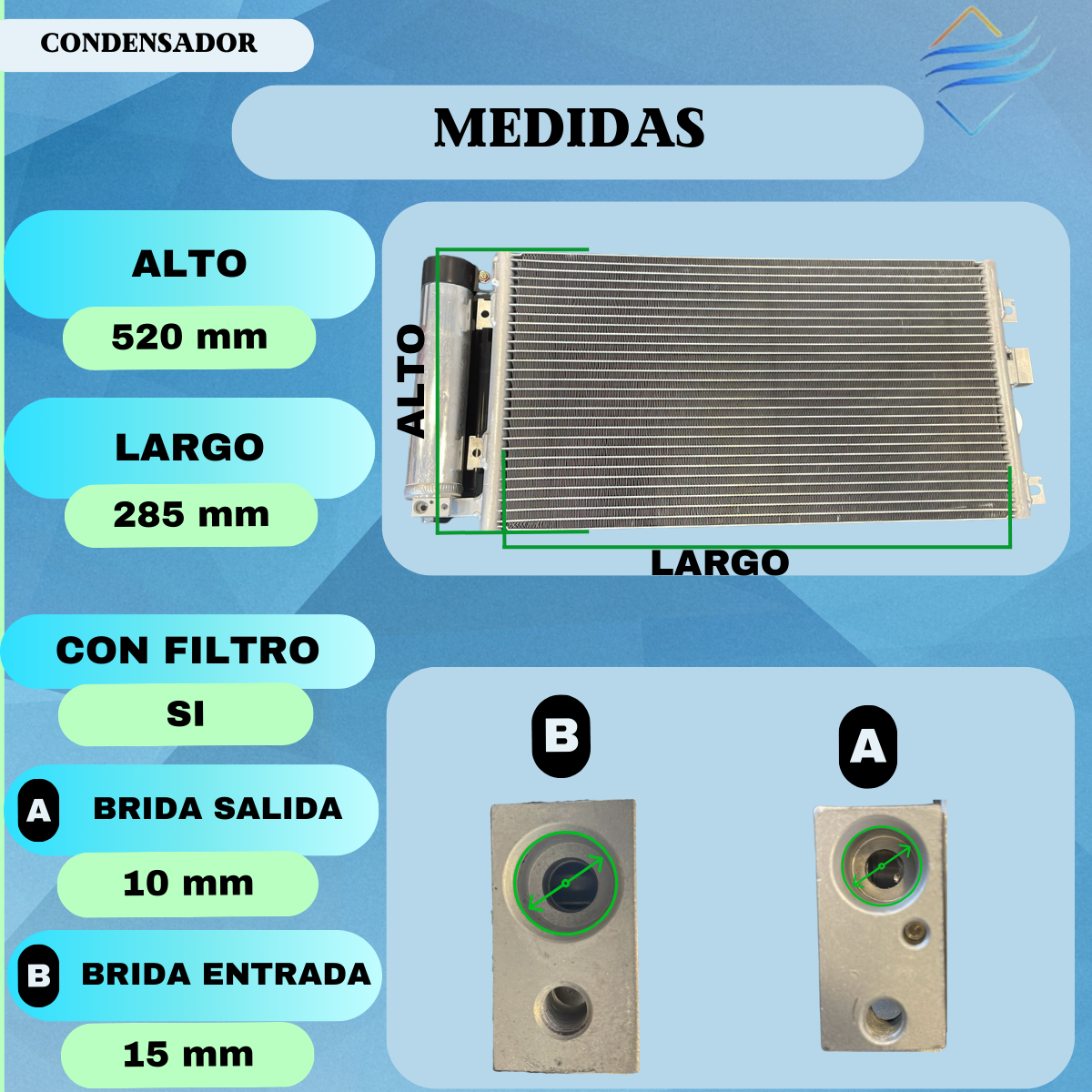 Condensador Celta 11/15Motor 1.4 con filtro - Imagen 3