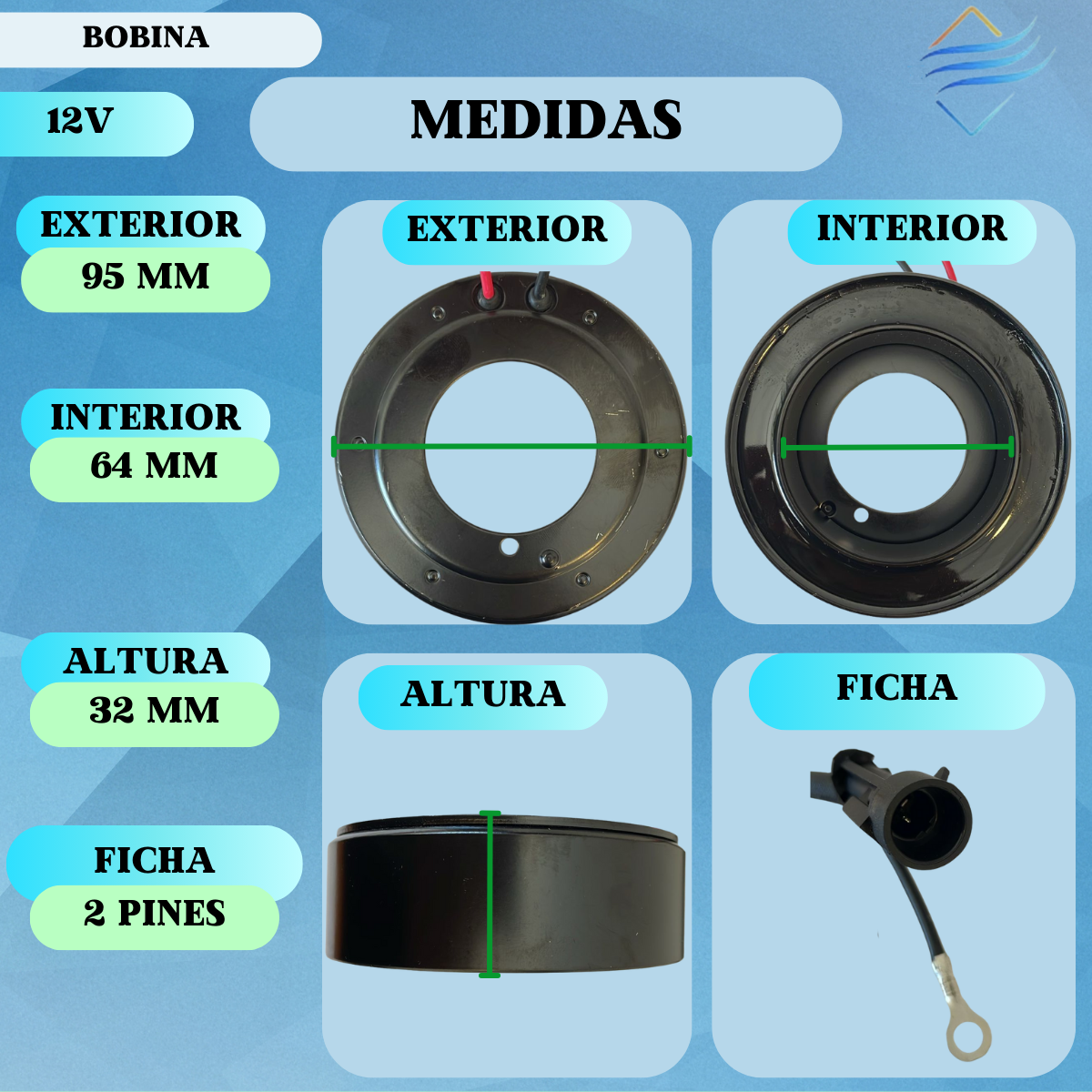BOBINA SD7 12V 95x64x32 mm - Imagen 2