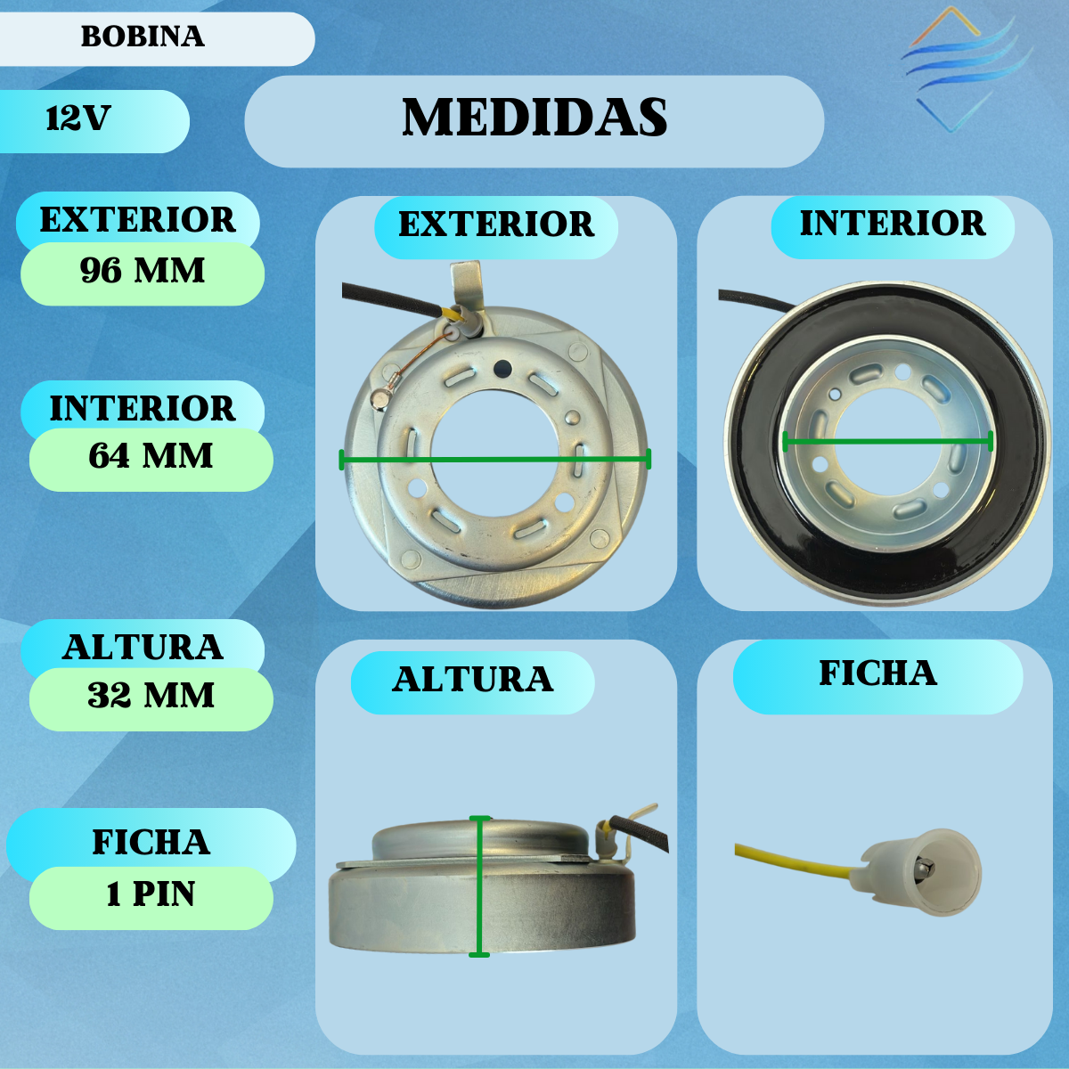 BOBINA ZEXEL DKW 12V 96x64x32 mm - Imagen 2