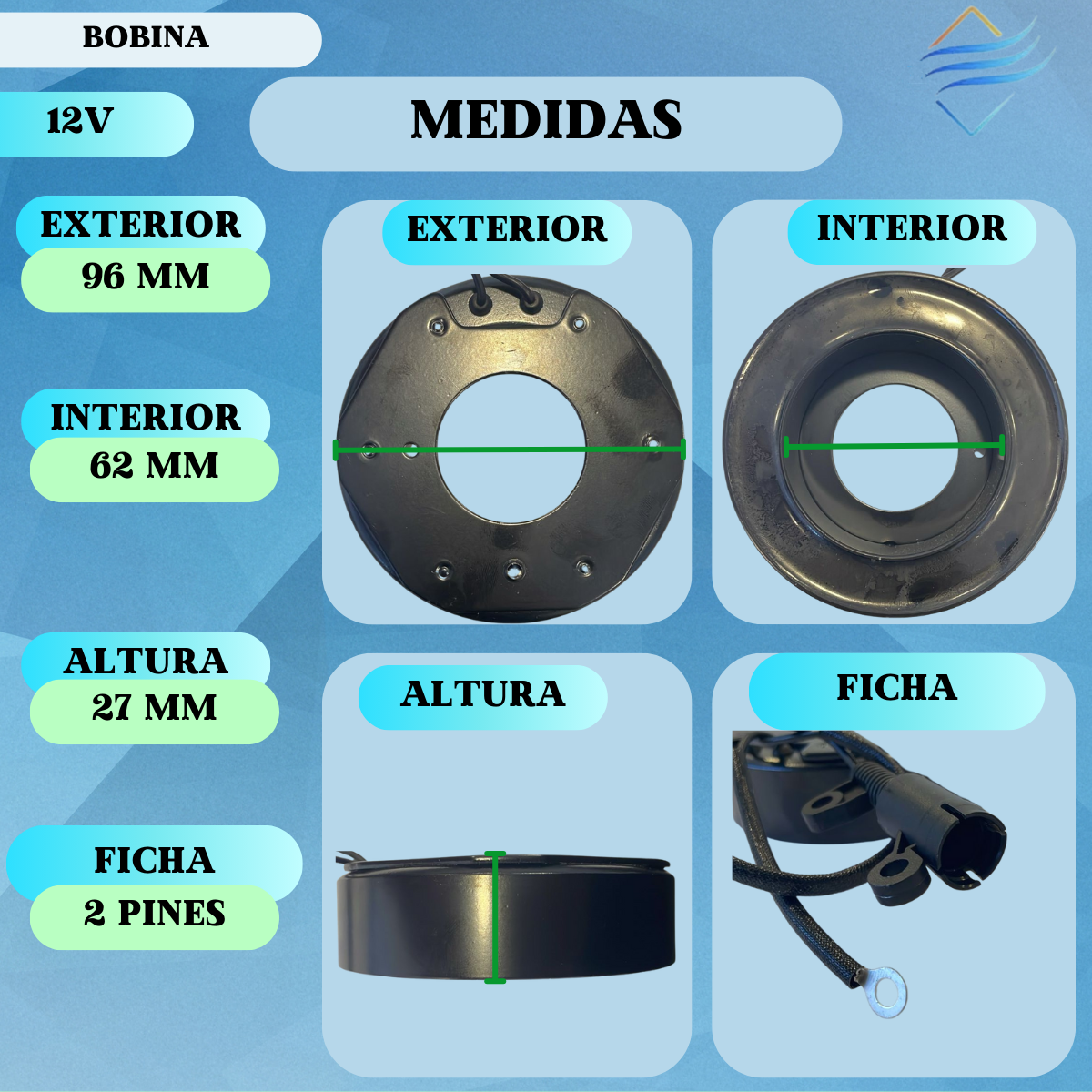 BOBINA ND 12V 96x62x27 mm - Imagen 2