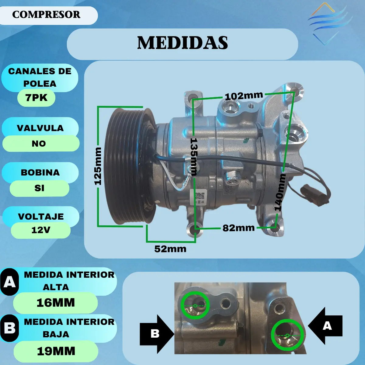 COMPRESOR TOYOTA HILUX 2016> ORIGINAL - Imagen 3