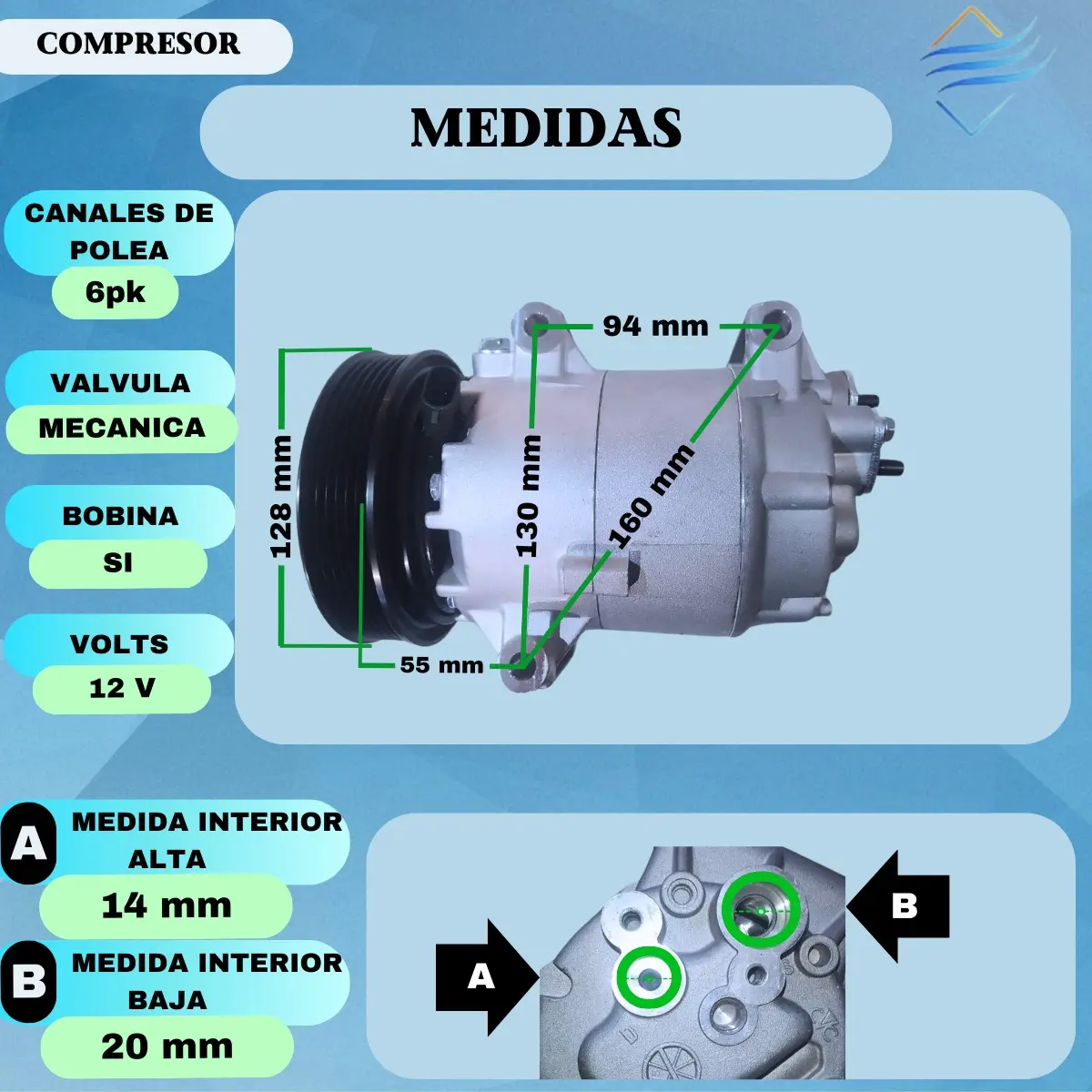 COMPRESOR DELPHI CVC RENAULT MEGANE II 1.5 1.6 6PK - Imagen 2